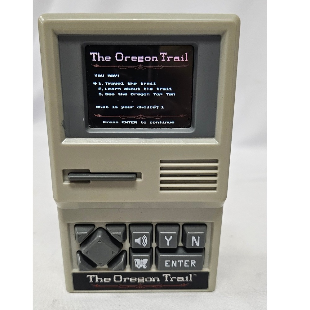 Basic Fun The Oregon Trail Handheld Electronic Game Retro 09597 Tan Color Screen